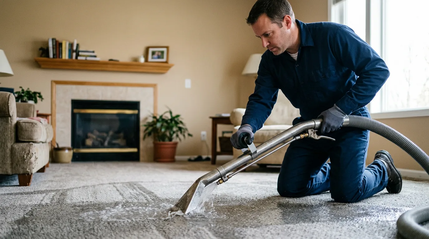 Water damage restoration technician working near Hartford, WV